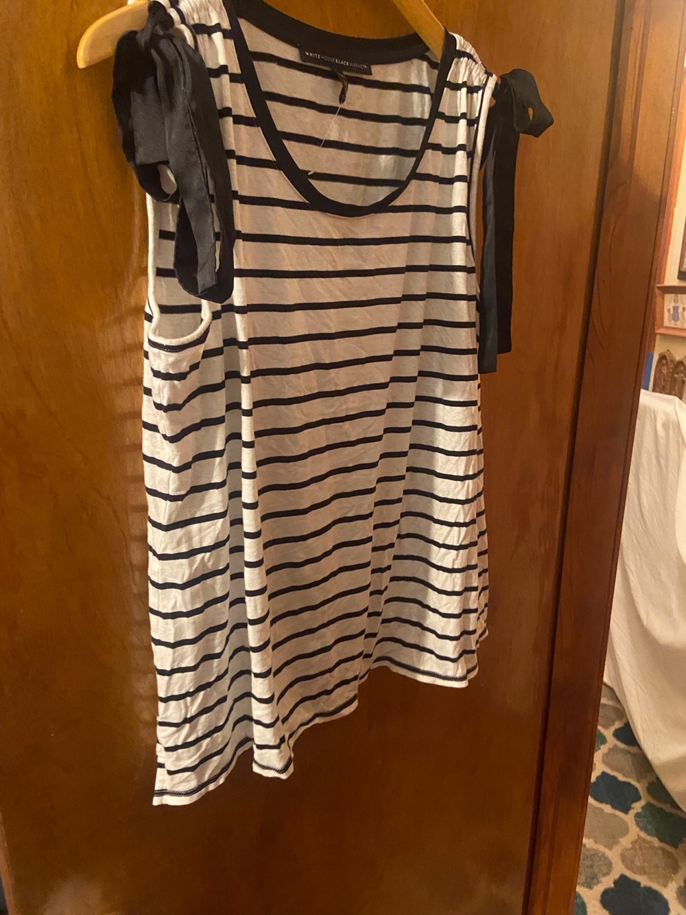 White House Black Market Striped Tie-Shoulder Tank Top Size XL NWOT